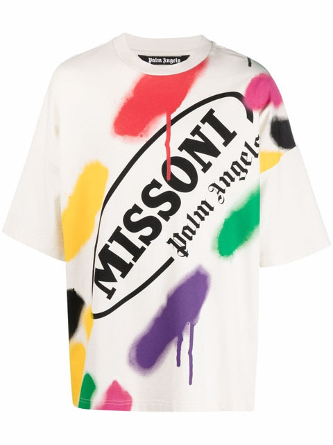 T-shirt PALM ANGELS x MISSONI printed oversize bianca