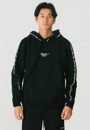 Felpa PHOBIA cappuccio nera filo spinato ricamato bianco