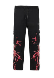 Pantalone cargo PHOBIA  stampa fulmini rossi nero