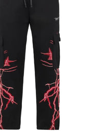 Pantalone cargo PHOBIA  stampa fulmini rossi nero
