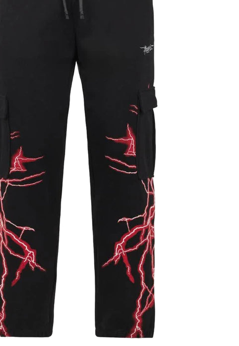 Pantalone cargo PHOBIA  stampa fulmini rossi nero