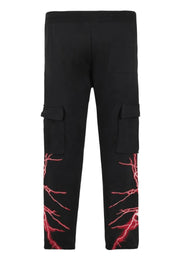 Pantalone cargo PHOBIA  stampa fulmini rossi nero