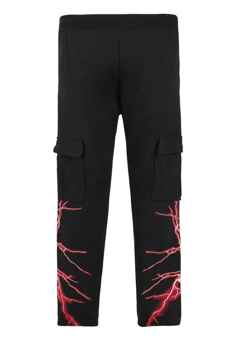 Pantalone cargo PHOBIA  stampa fulmini rossi nero