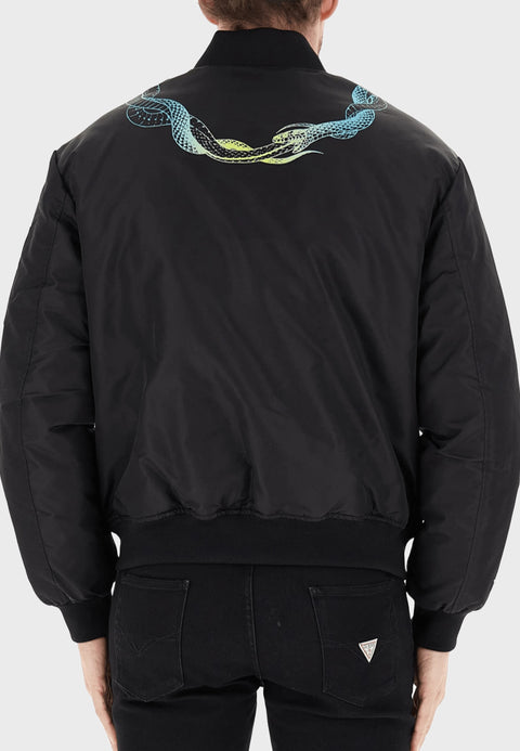 Giacca PHOBIA bomber chiusura zip stampa serpente al collo blu/giallo