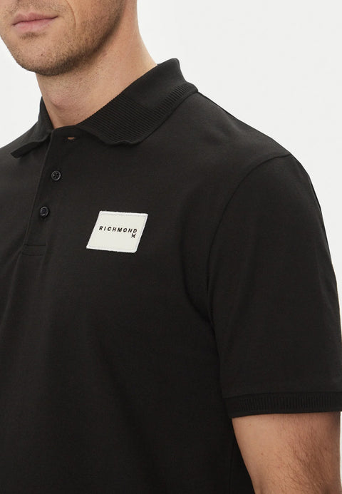 Maglia Polo JOHN RICHMOND X logo tessuto nera