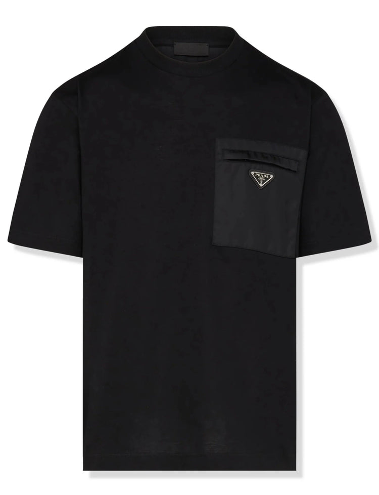 T shirt PRADA tasca Re nylon con logo nera MASCARO