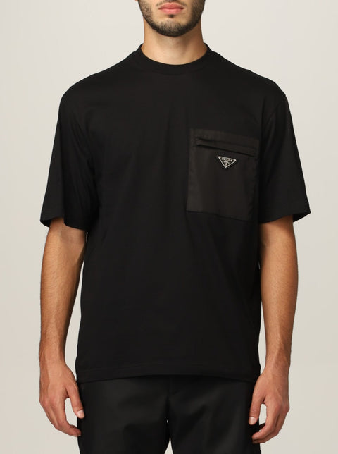 T-shirt PRADA tasca Re-nylon con logo nera