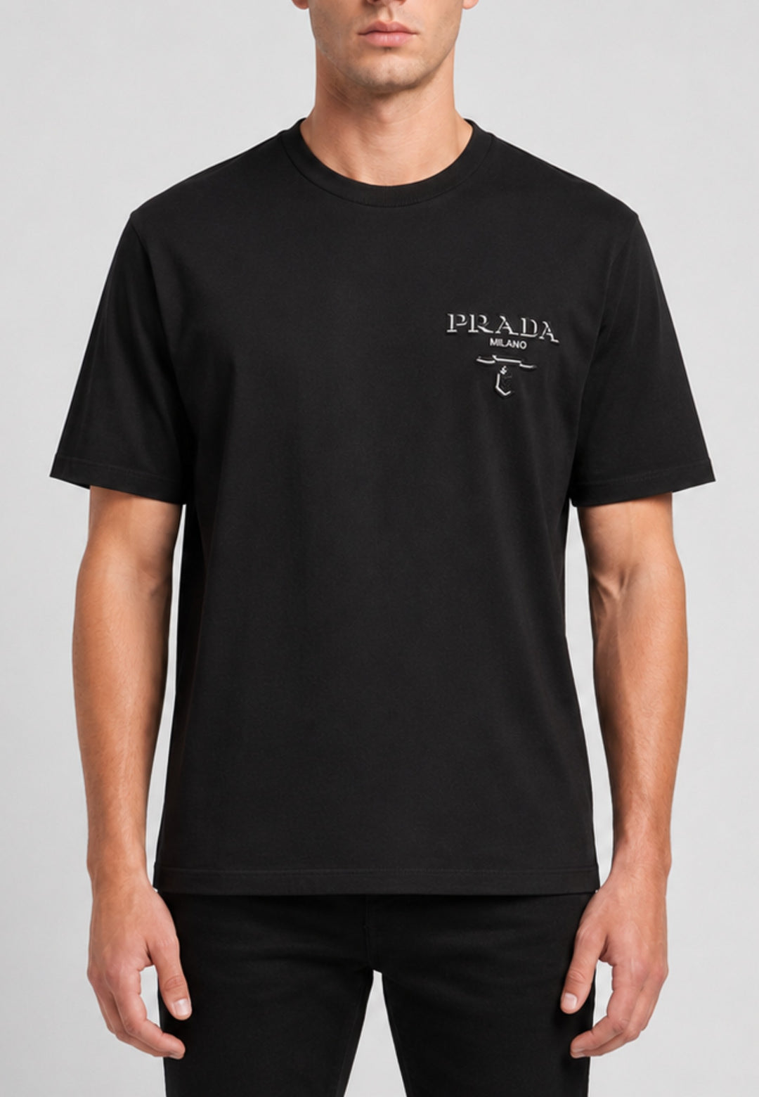 PRADA black embossed logo T-shirt – MASCARO