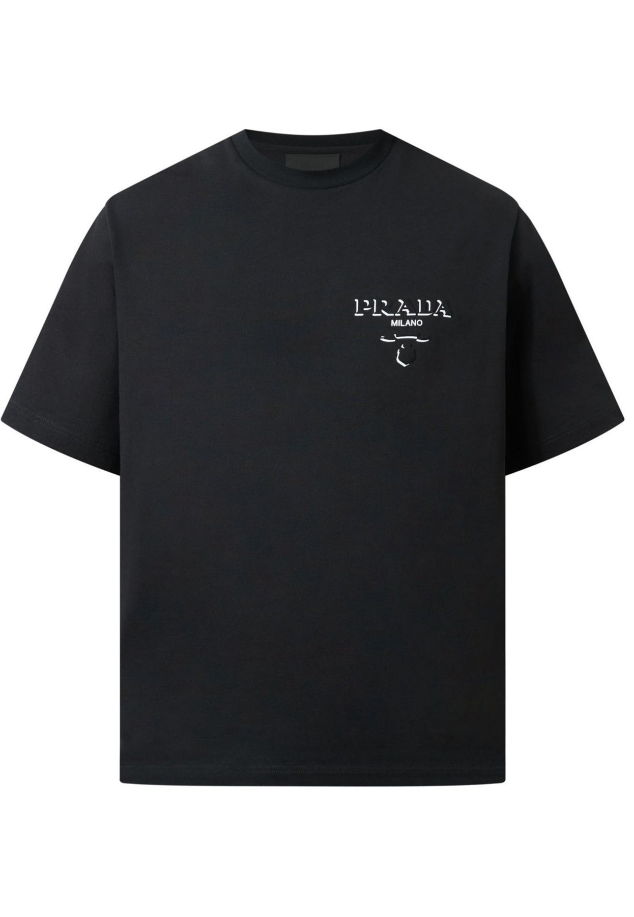 Czarna koszulka PRADA z wypukłym logo