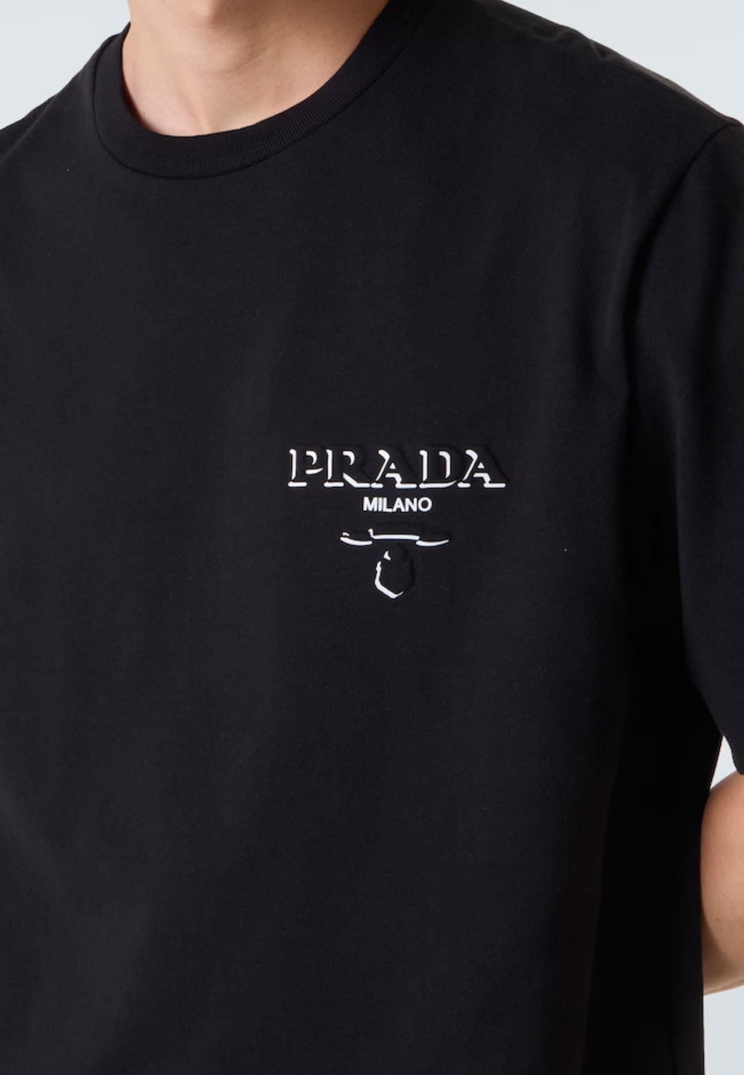 PRADA black embossed logo T-shirt – MASCARO