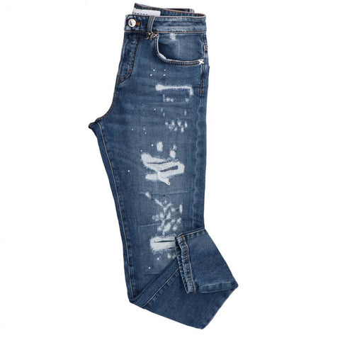 Jeans RICHMOND X sinny fit con strappi patch denim blue