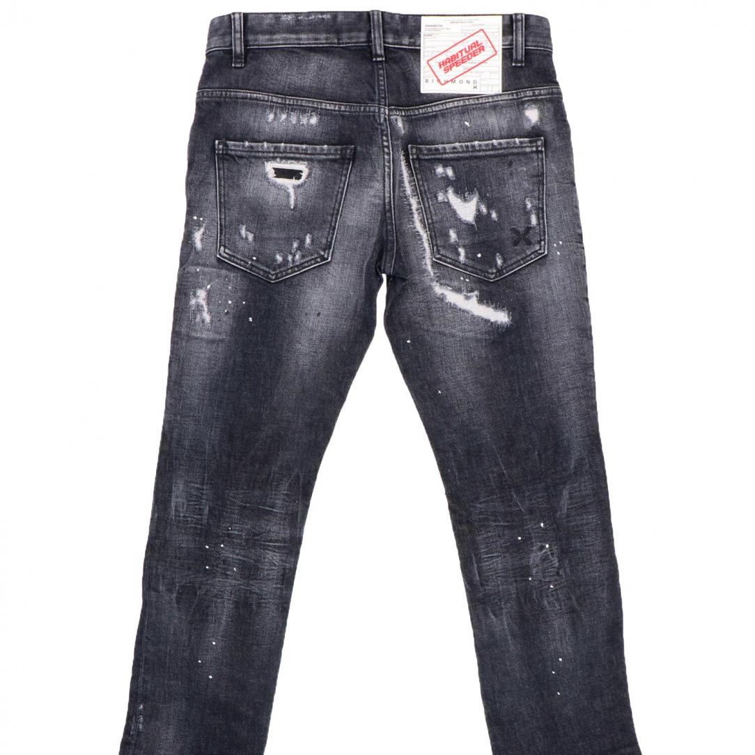 Jeans RICHMOND X regular fit con strappi denim nero – MASCARO