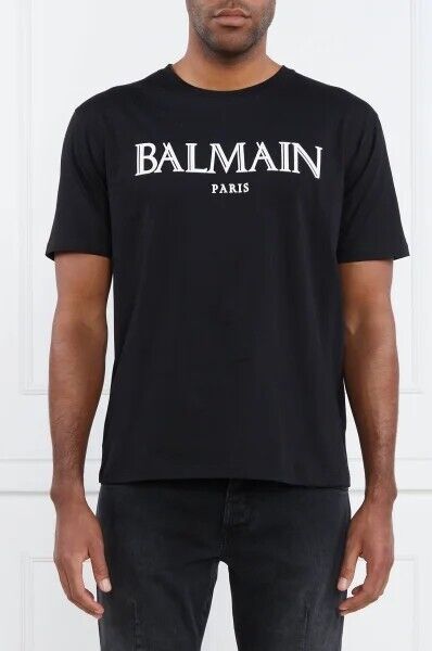 T-shirt BALMAIN large fit logo gommato nera