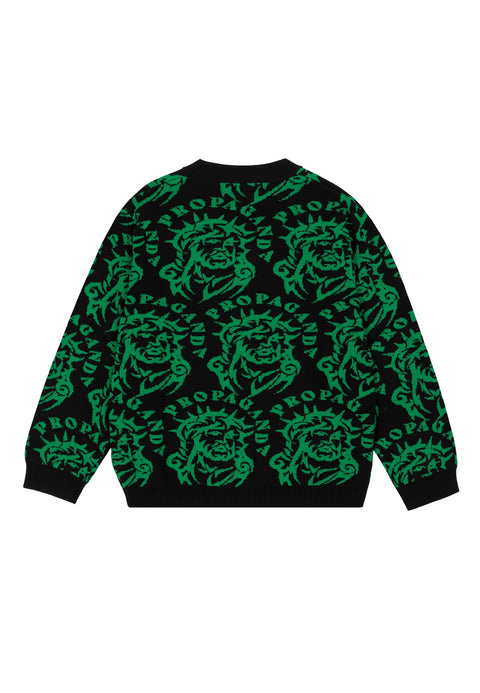 Cardigan PROPAGANDA maglione sacred nero verde
