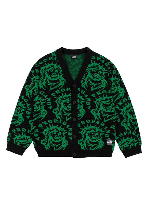 Cardigan PROPAGANDA maglione sacred nero verde