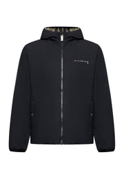 Giubbino reversibile RICHMOND X stampa logo cappuccio nero/crema