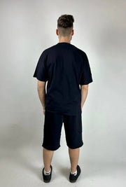 Completino DISCLAIMER t-shirt + bermuda stampa logo fire nero