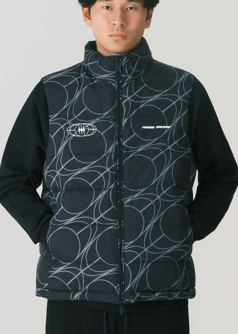 Gilet PHOBIA giubbino smanicato stampa all over nero