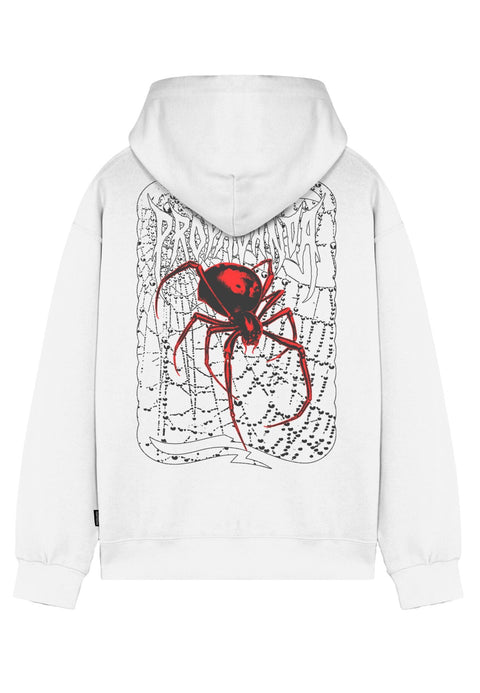 Felpa PROPAGANDA cappuccio ribs spider bianca