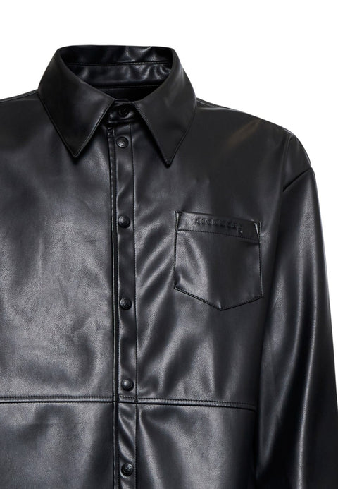 Camicia RICHMOND X in ecopelle con tasca nero