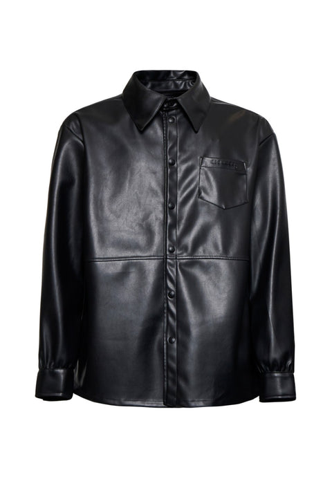 Camicia RICHMOND X in ecopelle con tasca nero