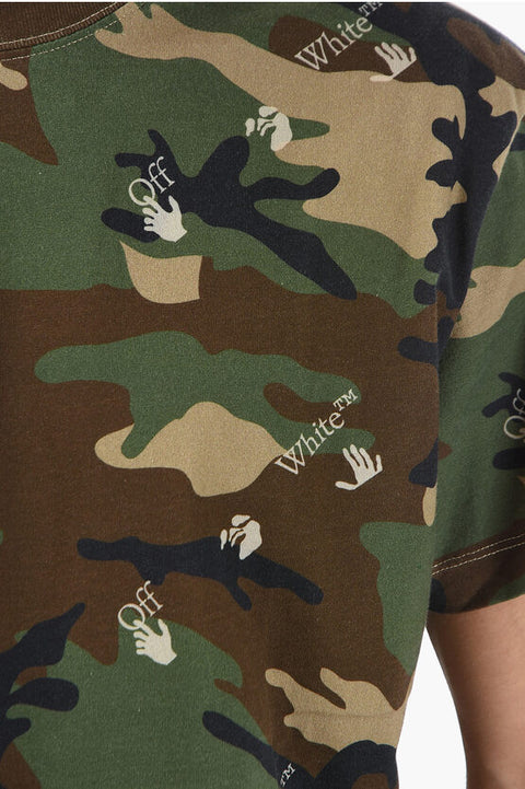 T-shirt OFF-WHITE stampa camouflage oversize col. verde militare