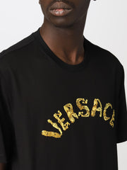 T-shirt VERSACE logo baroque ricamato nera