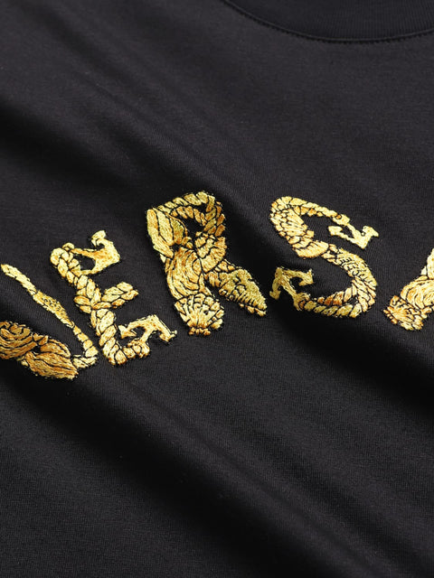 T-shirt VERSACE logo baroque ricamato nera