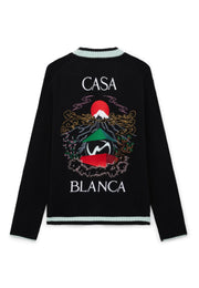 Cardigan CASABLANCA maglione ricamo Mountain Temple nero