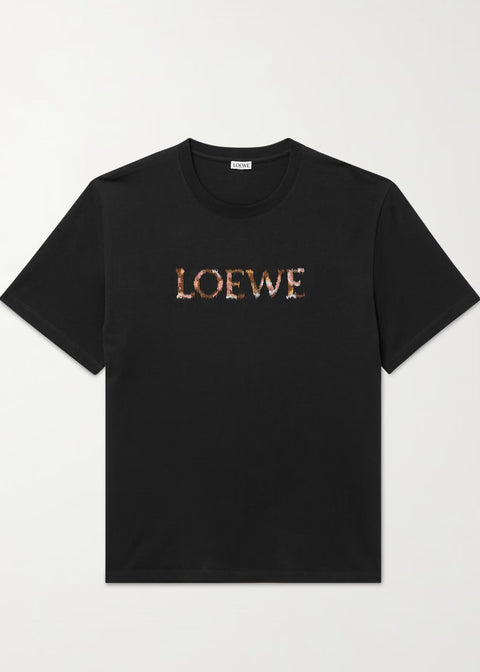 T-shirt LOEWE logo ricamato nera