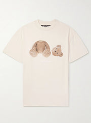 T-shirt PALM ANGELS stampa Bear panna