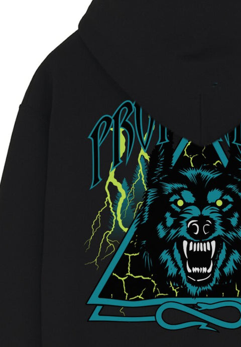Felpa PROPAGANDA cappuccio triangle wolf nera