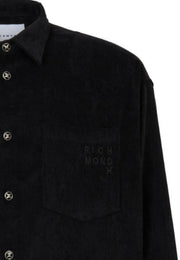 Camicia RICHMOND X  in velluto a coste con taschino nera