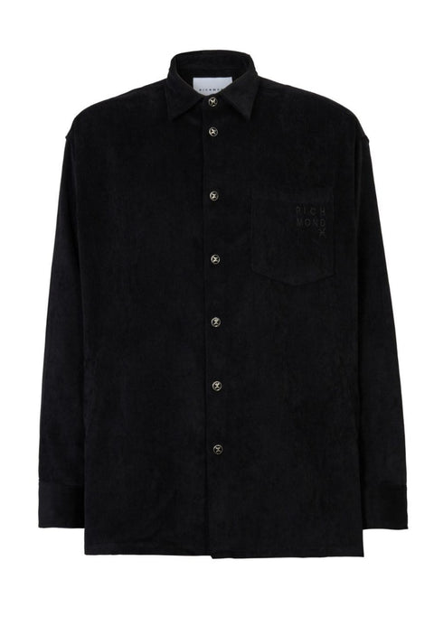Camicia RICHMOND X  in velluto a coste con taschino nera