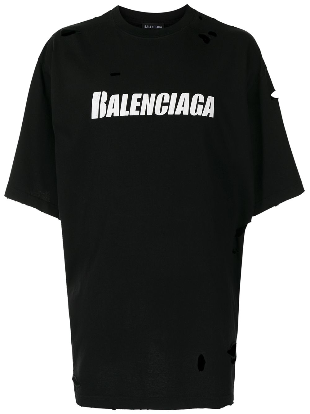 T shirt unisex BALENCIAGA con strappi logo boxy fit nera MASCARO