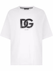 T-shirt DOLCE & GABBANA oversize con stampa logo DG bianco