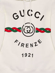 Felpa unisex GUCCI con cappuccio Firenze 1921 bianca