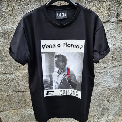 T-shirt NARCOS stampa Escobar nera - MASCARO