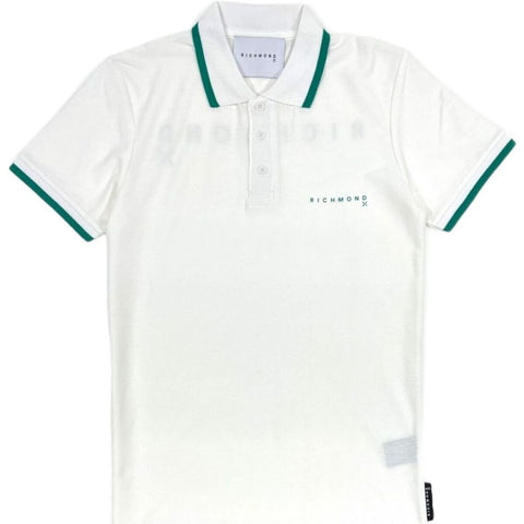 Maglia Polo JOHN RICHMOND stampa bianco/verde