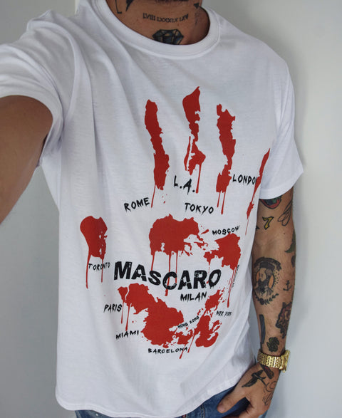 Tshirt MASCARO blood hand bianca - MASCARO