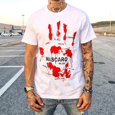 Tshirt MASCARO blood hand bianca - MASCARO