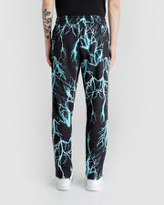 Completo tuta PHOBIA felpa zip + pantalone in triacetato Fulmini nero/azzurro