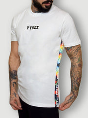 T-shirt PYREX banda laterale multicolor bianco