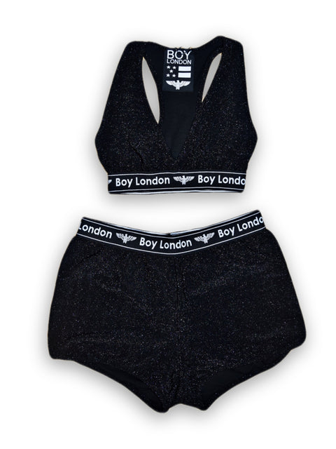 Completino estivo donna BOY LONDON top + short in lurex nero