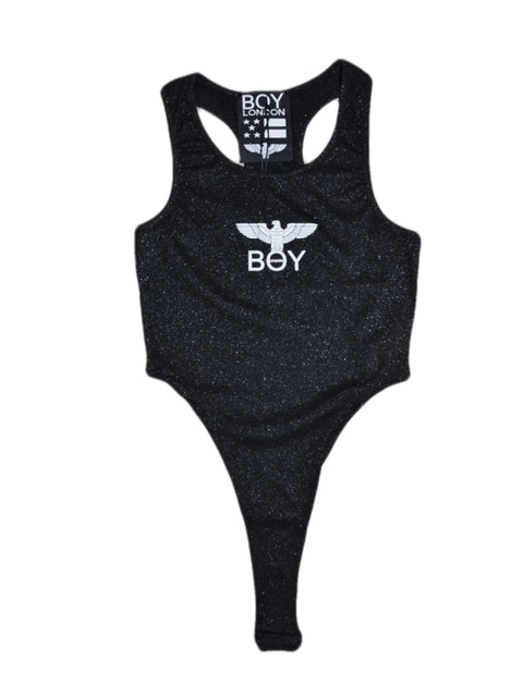 Body donna BOY LONDON sgambato in costina lurex nero