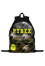 Zaino PYREX in nylon camouflage nero/giallo fluo + portachiavi