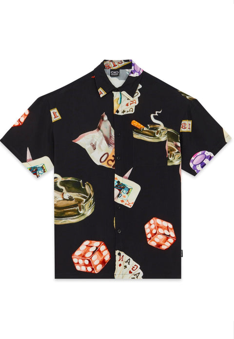 Camicia PROPAGANDA stampa Royal Flush nera