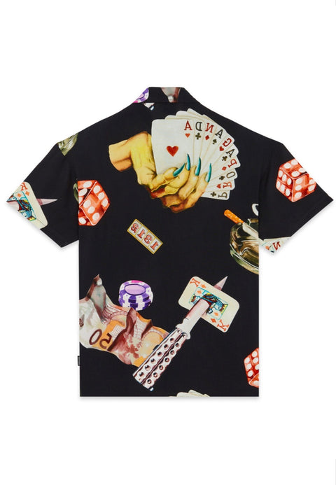 Camicia PROPAGANDA stampa Royal Flush nera