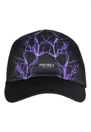 Cappello con visiera PHOBIA con fulmini viola nero