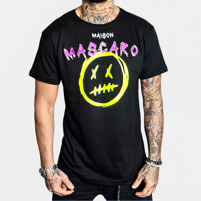 T-shirt MASCARO angry smile nera - MASCARO